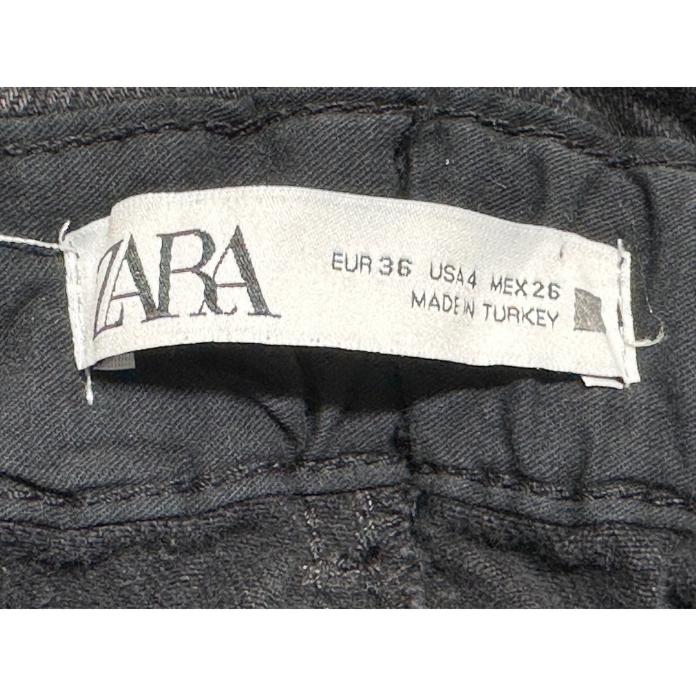 Zara Baggy Fit Paperbag Waist Carrot Leg Jeans Black Rigid Denim Womens 4 NEW - Picture 5 of 10